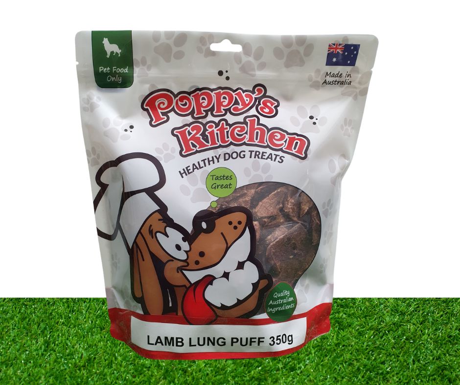 Poppys Kitchen Quality Australian Lamb Lung Puff Dog Treats 350g