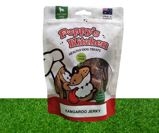Poppys Kitchen Quality Australian Kangaroo Jerky Dog Treats 100g