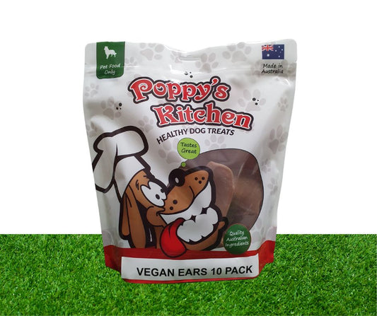 Poppys Kitchen Quality Australian Vegan Pigs Ears10 Pack  Dog Treats