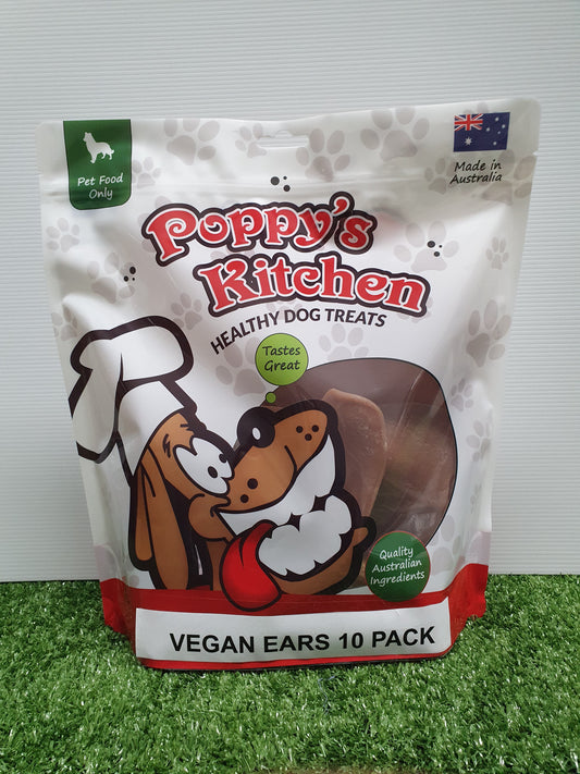 Poppys Kitchen Quality Australian Vegan Pigs Ears10 Pack  Dog Treats